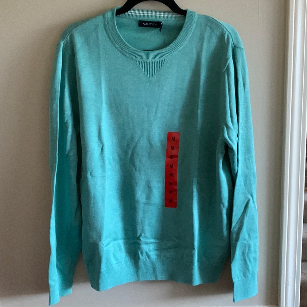 Nautica Mens teal green sweater NWT #0175
